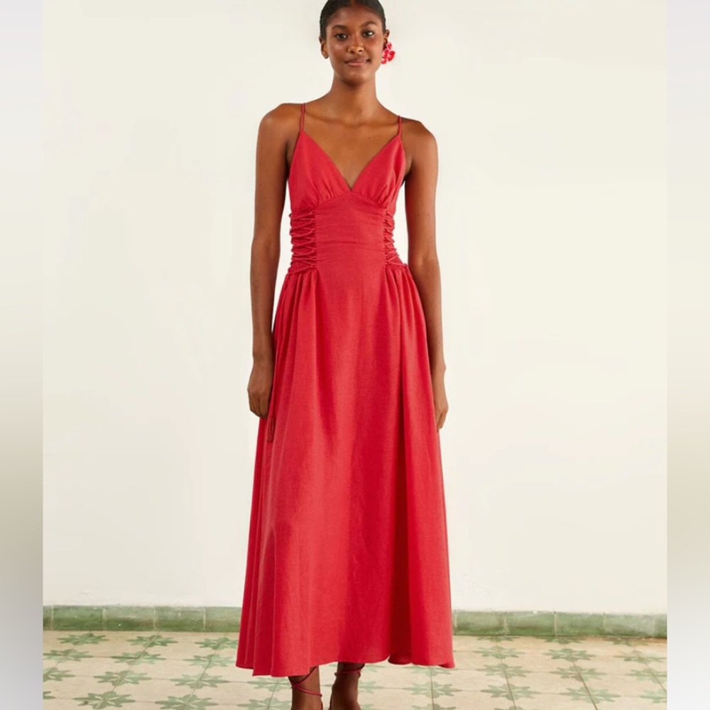 FARM Rio Vibrant Red Midi Dress